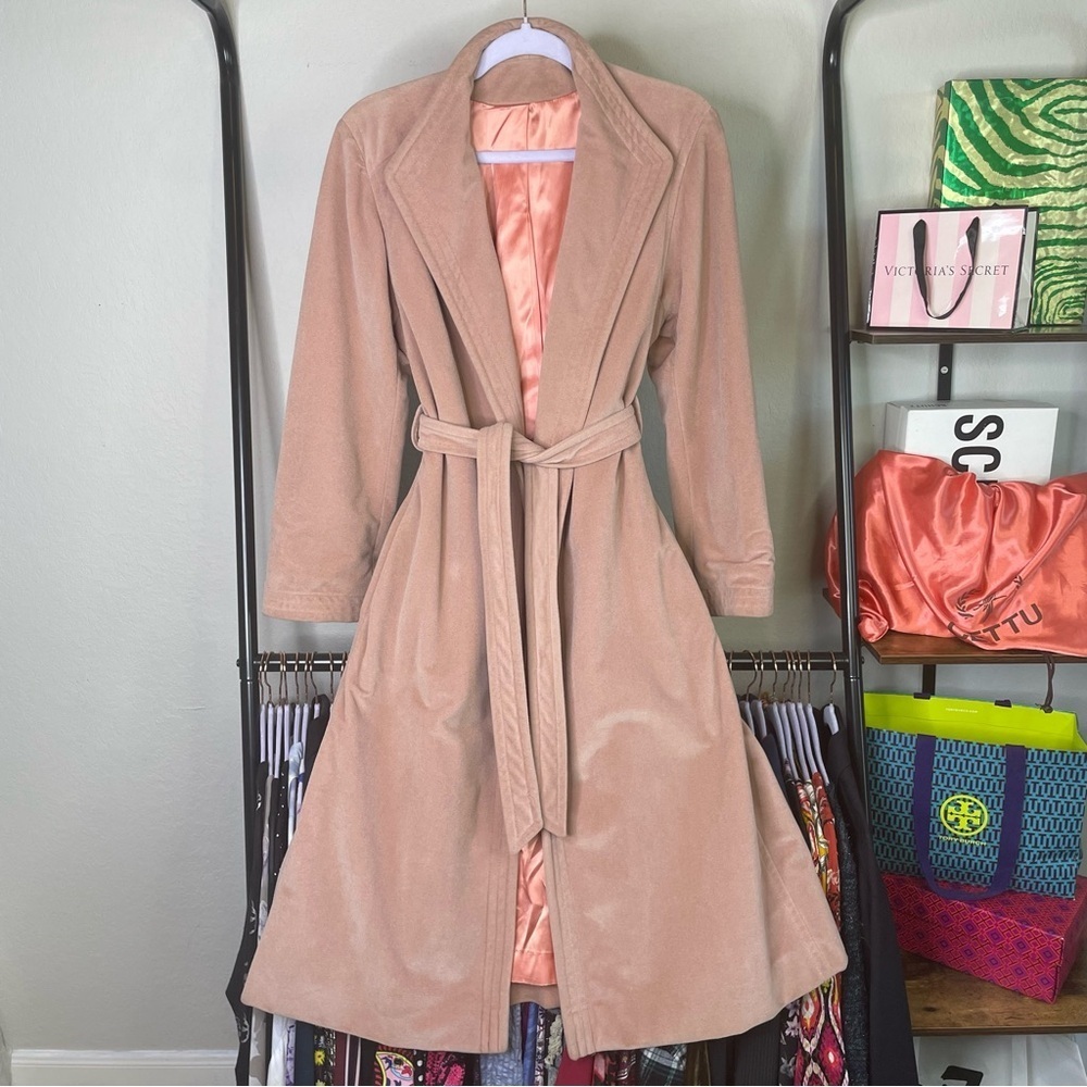 Vintage Lorendale by Bromleigh Blush Pink Velveteen Trench Coat